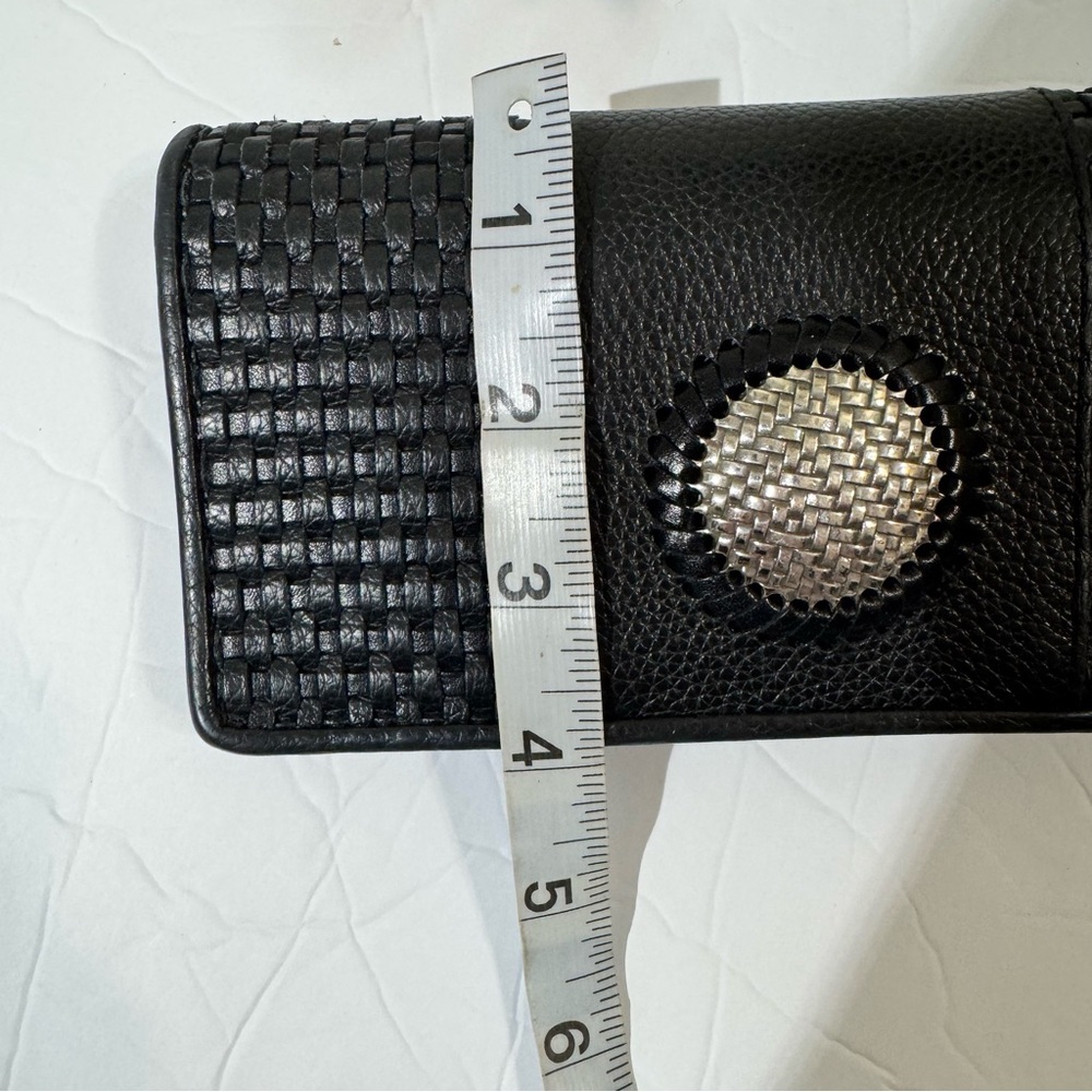 Brighton Talana Large Slim Wallet in Black Leather with Woven Silver Medallion - Picture 12 of 13